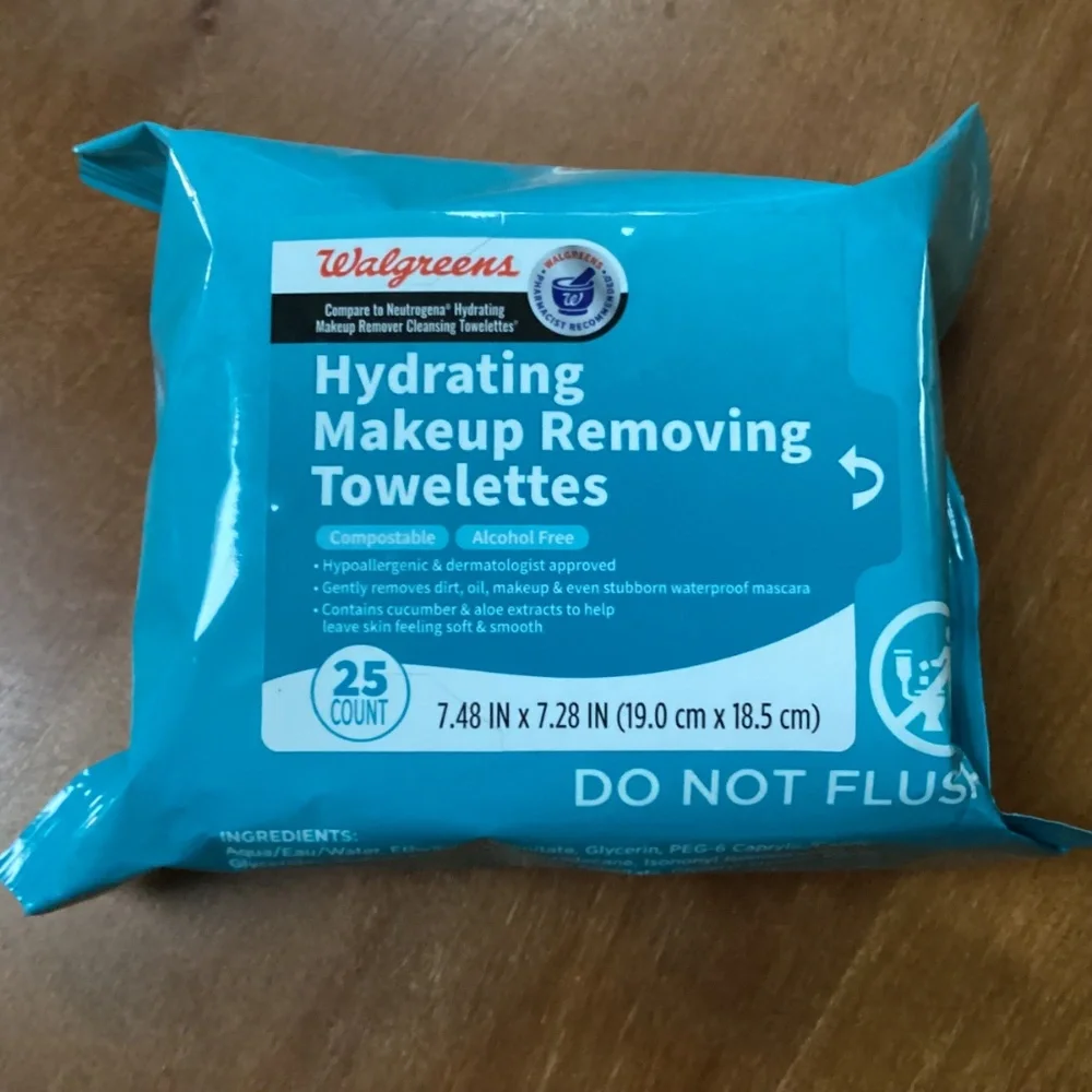 Walgreens Hydrating Makeup Removing Towelettes 25 count 2 packs NEW